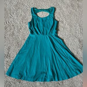 Express Teal cutout XS skater flare dress
